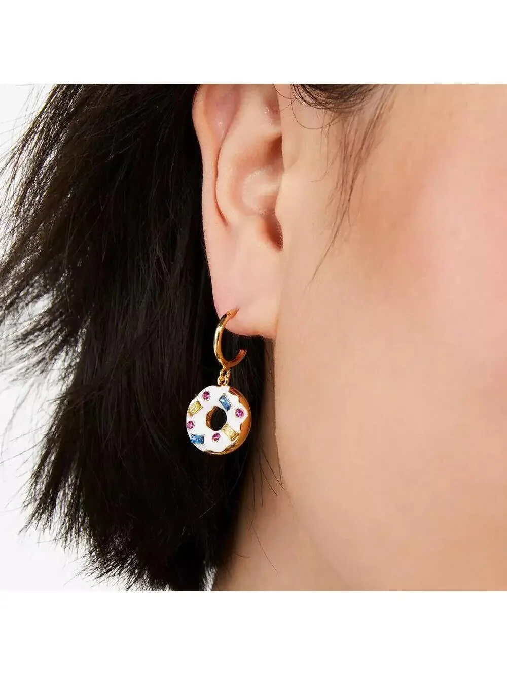 Kate Spade Coffee Break Donut Huggie Earrings